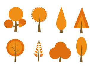 autumn trees set vector illustration