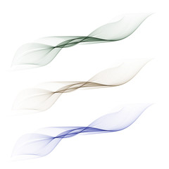 Abstract smooth color wave vector set on transparent background.