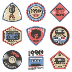 Colorful Vintage Style Emblems Set