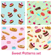 Colorful Pastry And Confectionery Patterns Set