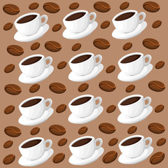 Coffee pattern, coffee beans pattern, seamless pattern with coffee beans for coffee shop Web site page and mobile app design Vector illustration.