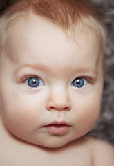 Close-up portrait of a beautiful cute adorable baby
