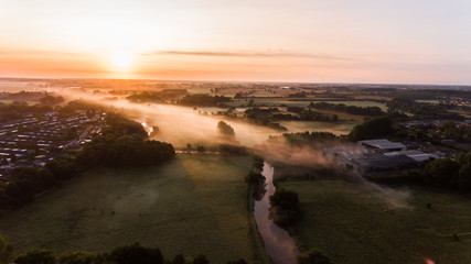 Sunrise over fields in denmark