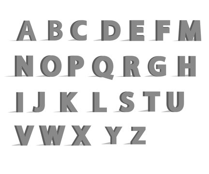 alphabet font with flat long shadow effect.