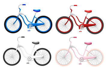 A collection of vector realistic bicycles Bicycle set design flat isolated Web site page and mobile app design Vector illustration.