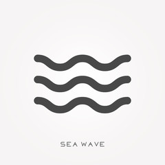 Silhouette icon sea wave