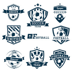 Naklejka premium Set of soccer football logos, emblems and badges