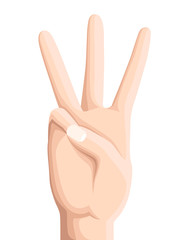 Hand pointing sign isolated on white background Hand vector number three Web site page and mobile app design