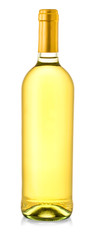 Bottle of white wine on isolated white background