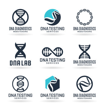 Vector DNA signs, biotech icons, modern medicine and science technologies