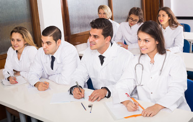 Fototapeta premium Health-care workers during educational program in school