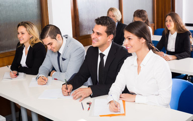 Business students in classroom