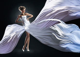 Woman in flowing white dress