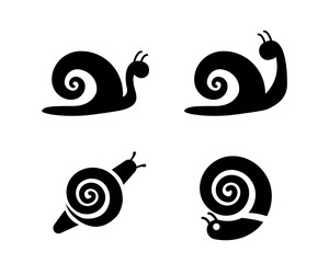 Set of snail icons in silhouette style, vector