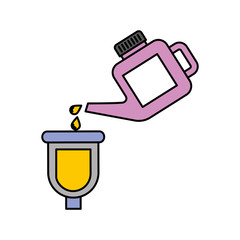 canister pouring paint renovation maintenance car vector illustration