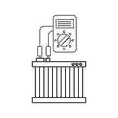 car radiator with tester mechanic electrical device vector illustration