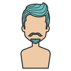 young man shirtless avatar character vector illustration design