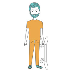 young man with skate board avatar character vector illustration design