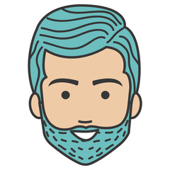 young man head with beard avatar character vector illustration design