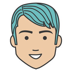 young man head avatar character vector illustration design