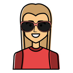 young man avatar with sunglasses character vector illustration design