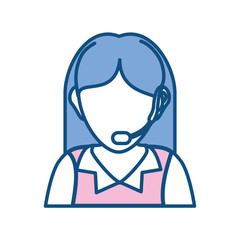 colorful  woman call center over white  background vector illustration