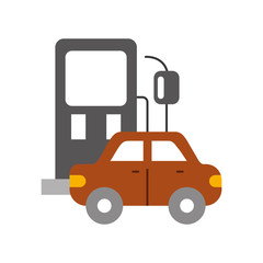 Fototapeta premium gas station and car icon over white background design vector illustration