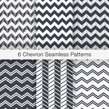Set of 6 Chevron Seamless Patterns. Every Pattern is on a Separate Isolated Layer