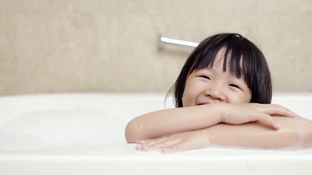 cute girl take bath