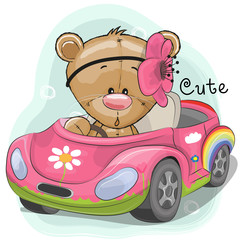 Cute Teddy Girl goes on the car
