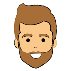 young man head with beard avatar character vector illustration design