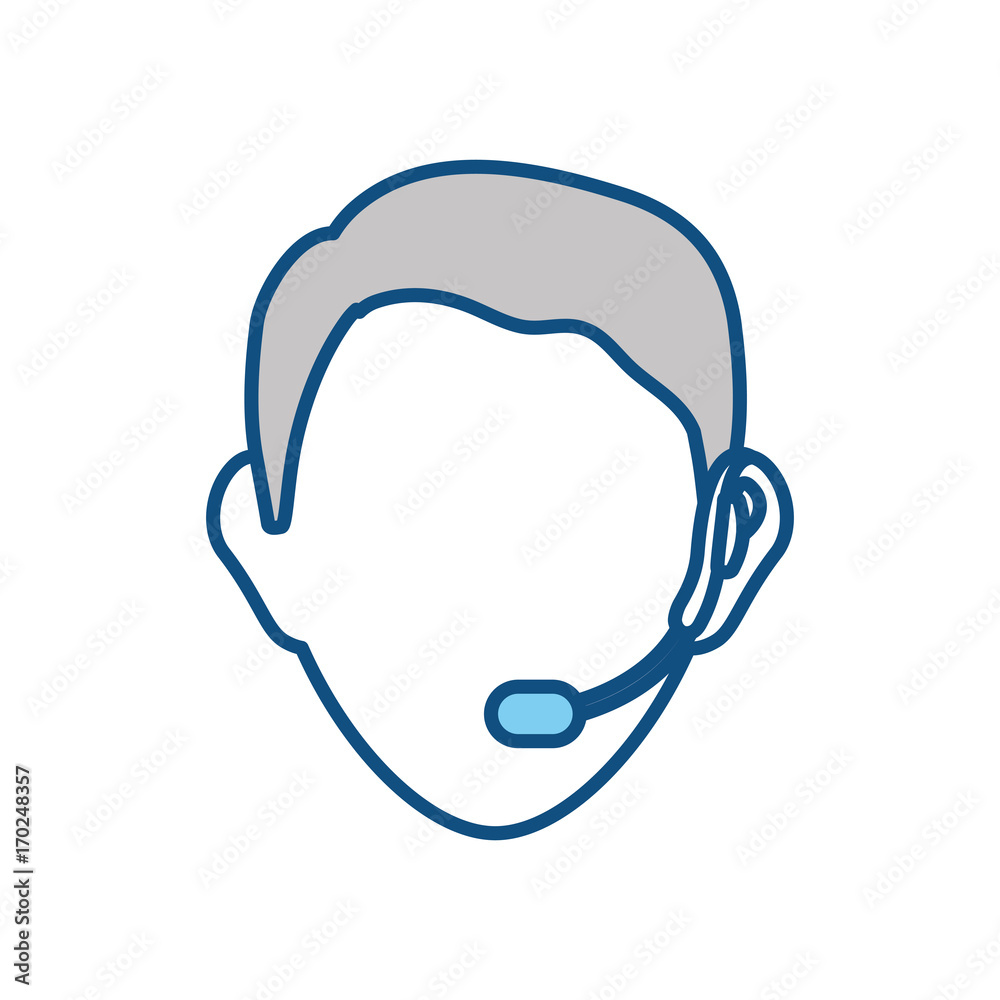 Wall mural colorful face man call center over white background vector illustration