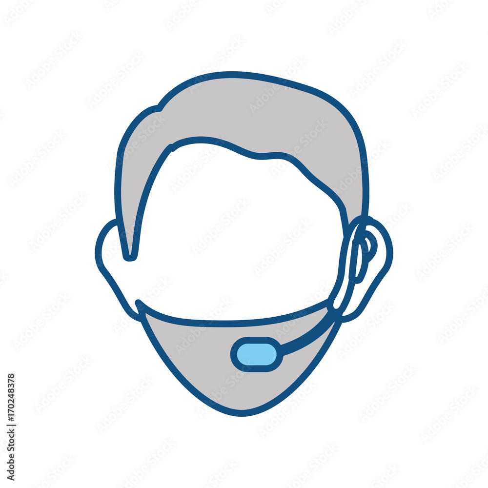 Wall mural colorful face man call center over white background vector illustration