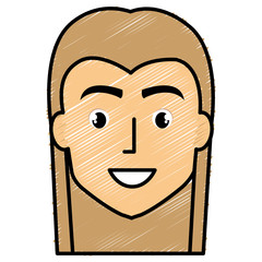 young man with hair long avatar character vector illustration design