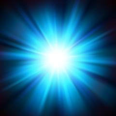 Blue light shining from darkness. Vector Illustration