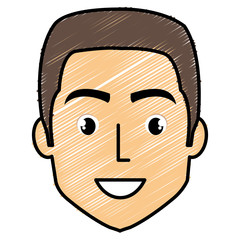young man head avatar character vector illustration design