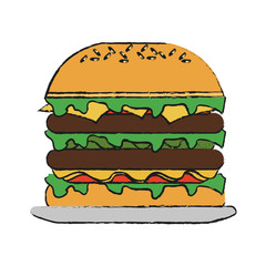 Hamburger of fast food urban and menu theme Isolated design Vector illustration