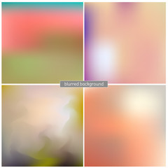 Set of blurred vector backgrounds. Colored bright abstract illustration. Template. Web.