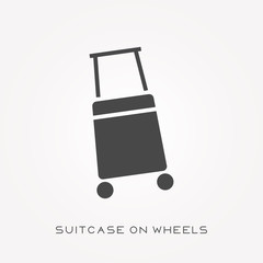 Silhouette icon suitcase on wheels