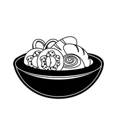 basket with bakery products icon over white background vector illustration