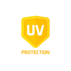 UV protection shield icon vector sign isolated on white background, idea of logo label