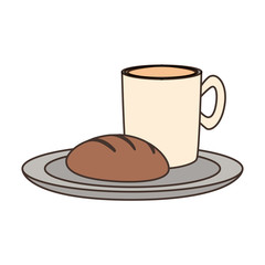 coffee drink with bread icon over white background colorful design vector illustration