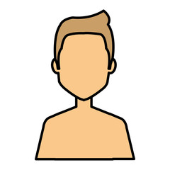 young man shirtless avatar character vector illustration design