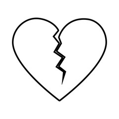 Broken heart icon Love passion and romantic theme Isolated design Vector illustration