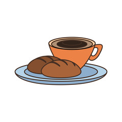 coffee drink with bread icon over white background colorful design vector illustration