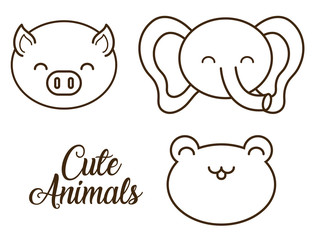cute animals related icons over white background vector illustration