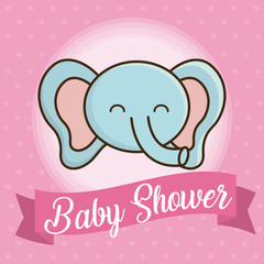 baby shower card with cute frog icon over pink background colorful design vector illustration