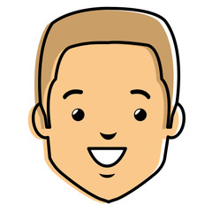 young man head avatar character vector illustration design