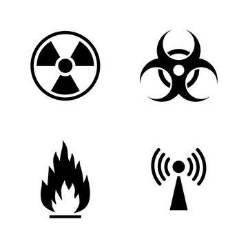 Danger. Simple Related Vector Icons Set for Video, Mobile Apps, Web Sites, Print Projects and Your Design. Black Flat Illustration on White Background.