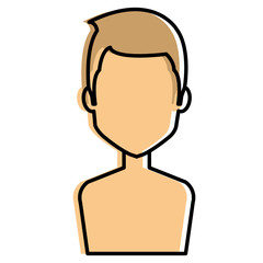 young man shirtless avatar character vector illustration design